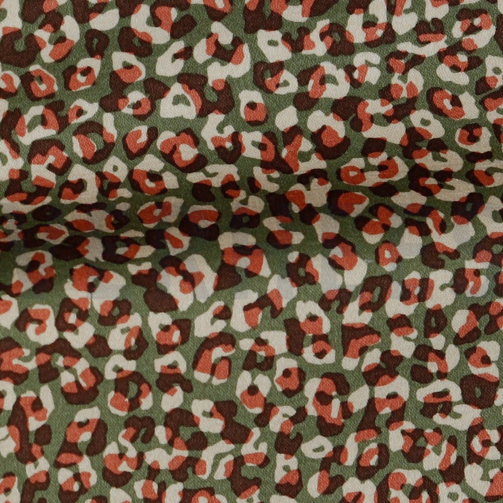 COTTON SATIN STRETCH ANIMAL SKIN MOSS GREEN #7