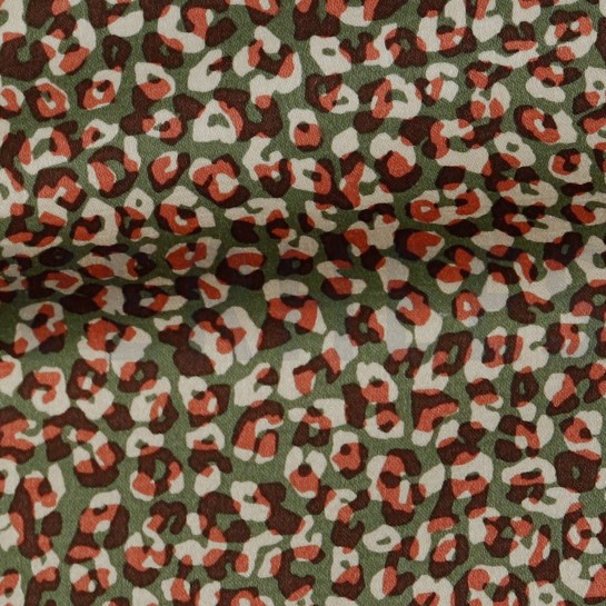COTTON SATIN STRETCH ANIMAL SKIN MOSS GREEN #7