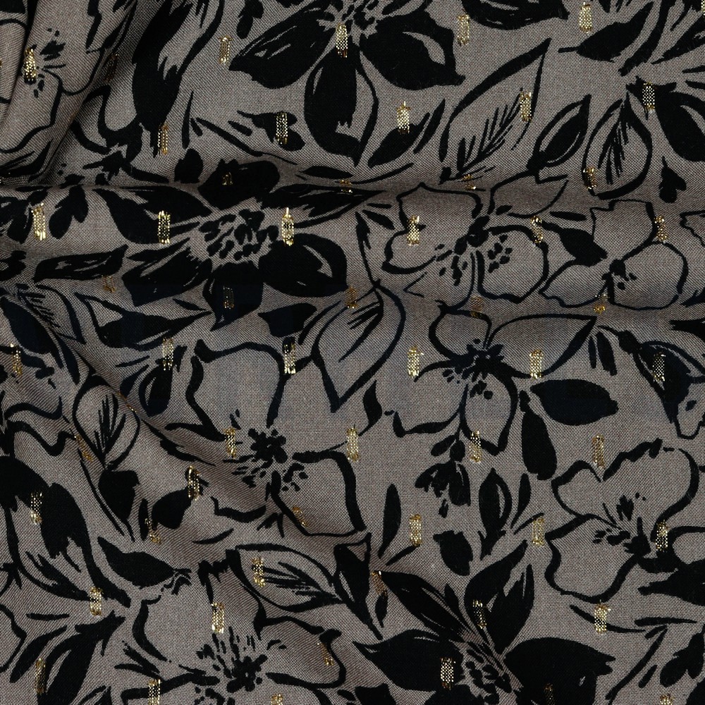 VISCOSE LUREX FLEURS TAUPE #7
