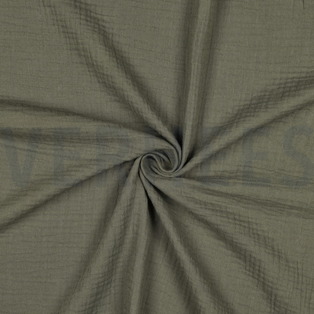 DOUBLE GAUZE DARK MOSS GREEN #7
