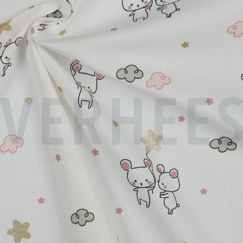 B-POPLIN GLITTER SWEET MOUSE ECRU #7