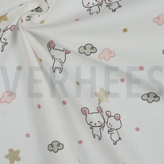 B-POPLIN GLITTER SWEET MOUSE ECRU #7