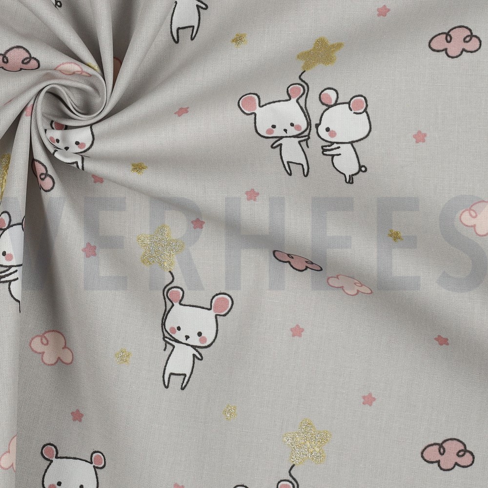 B-POPLIN GLITTER SWEET MOUSE LIGHT GREY #7