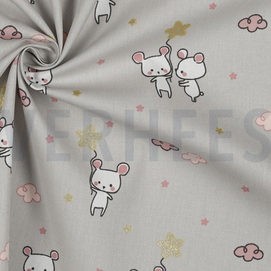 B-POPLIN GLITTER SWEET MOUSE LIGHT GREY #7