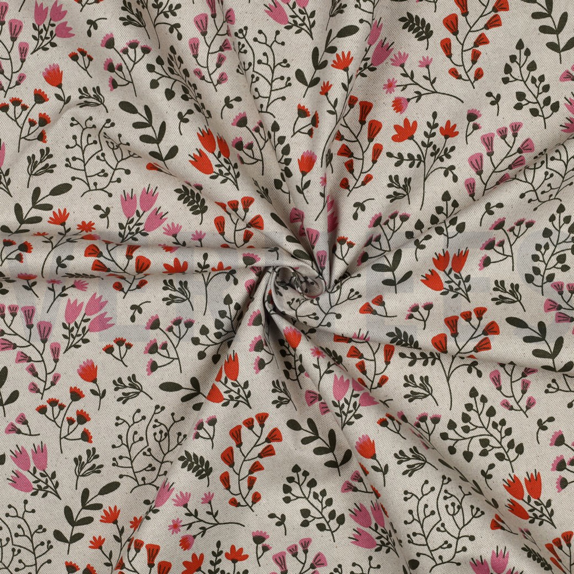 COATED CANVAS LINEN LOOK FLOWERS PINK (high resolution) #3