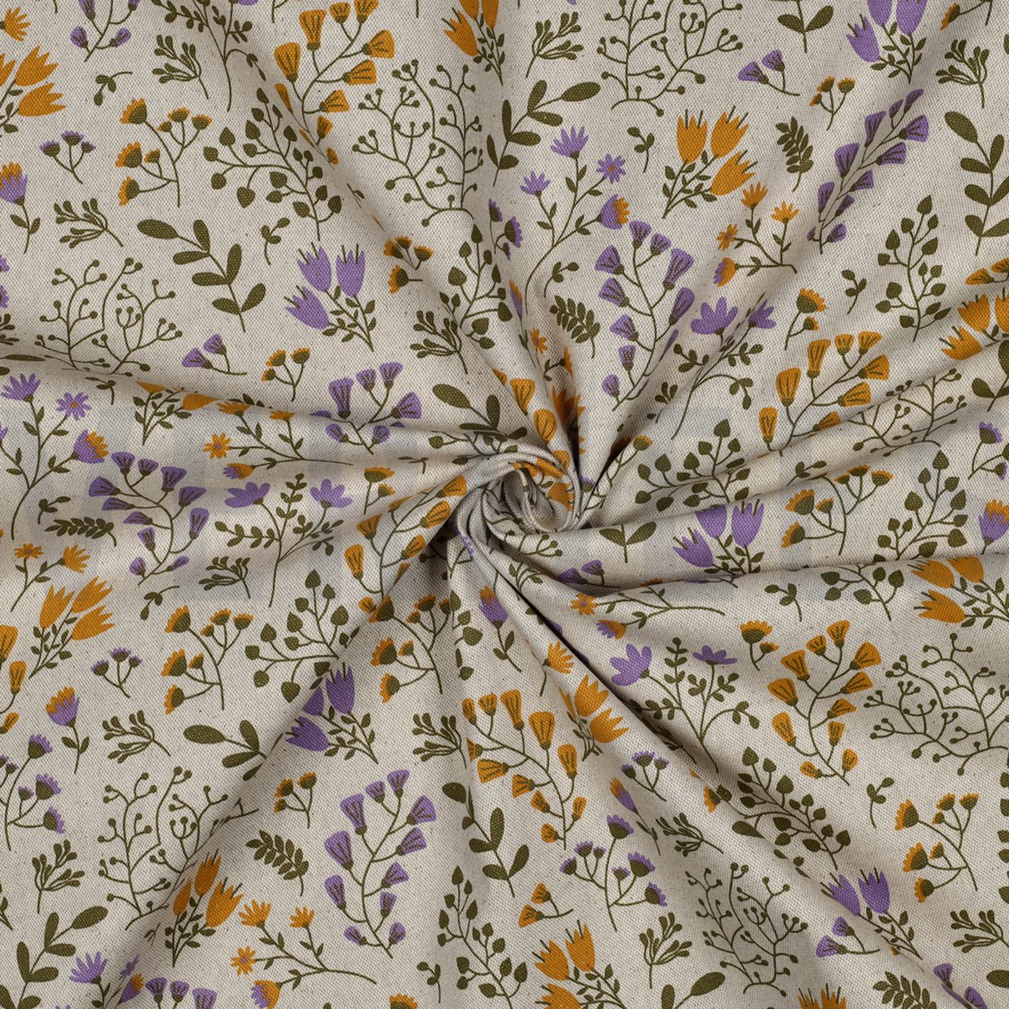 COATED CANVAS LINEN LOOK FLOWERS OCHRE (high resolution) #3