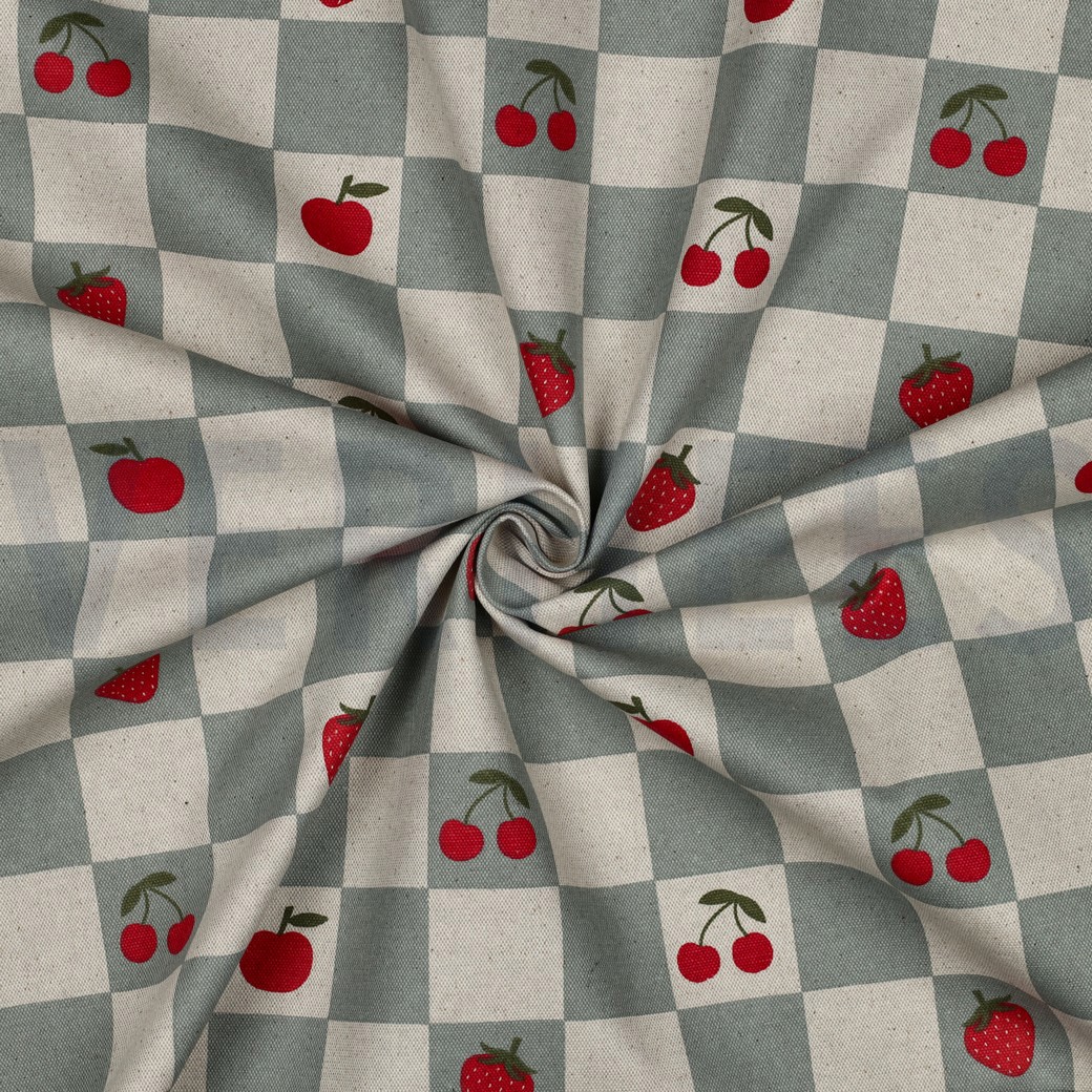 TOILE DÉCORATION ENDUIT LIN LOOK CARREAUX VERT #7