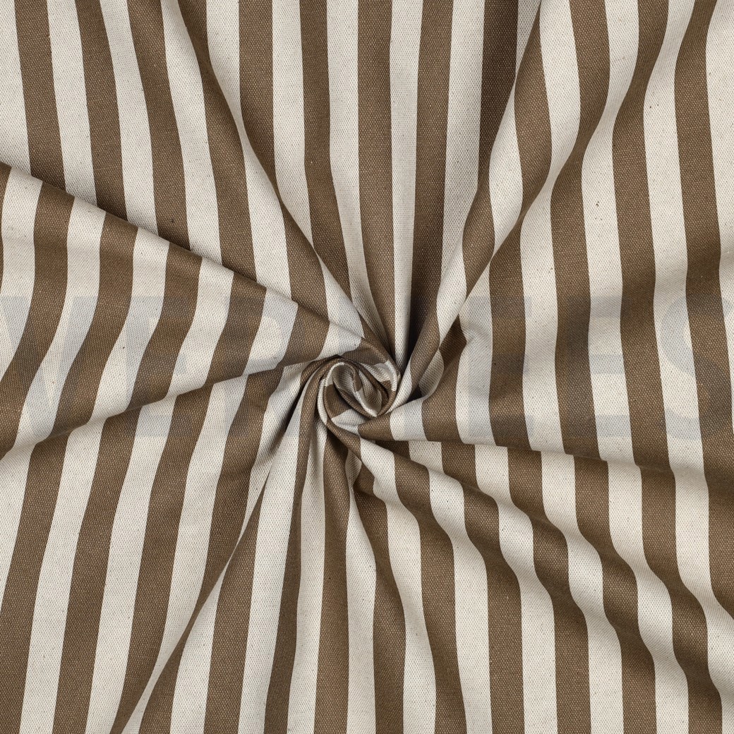 COATED CANVAS LINNENLOOK STREPEN BRUIN #7