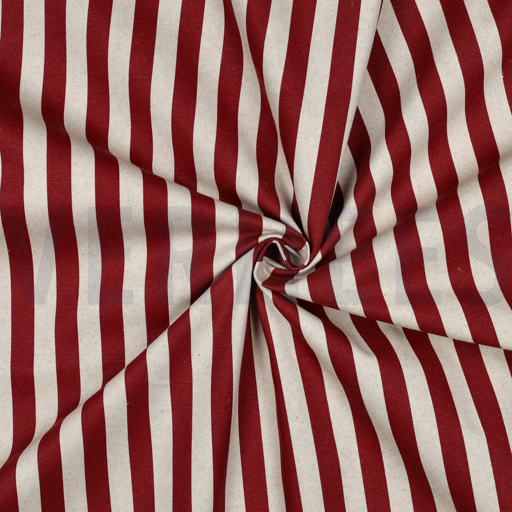 BESCHICHTETE CANVAS LEINENOPTIK STREIFEN ROT #7