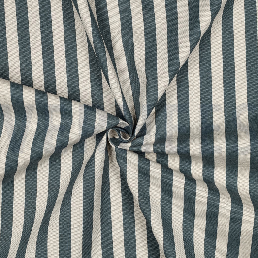 COATED CANVAS LINNENLOOK STREPEN BLAUW #7
