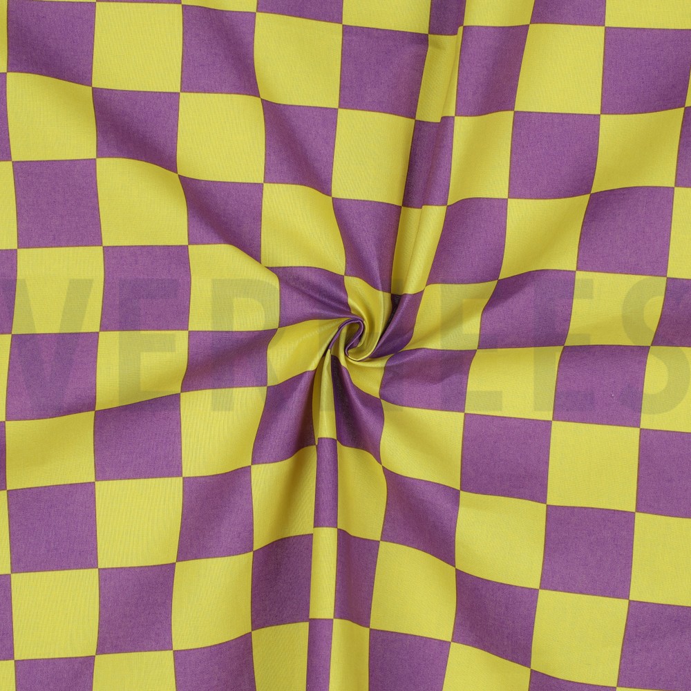COTON ENDUIT CARREAUX JAUNE/VIOLET #7