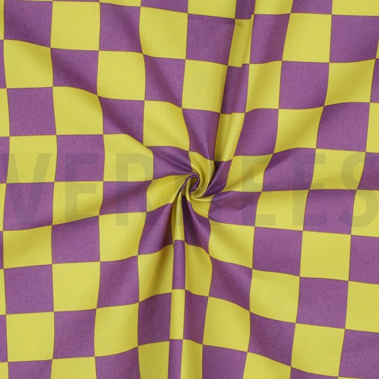 COATED KATOEN RUITEN GEEL/PAARS #7