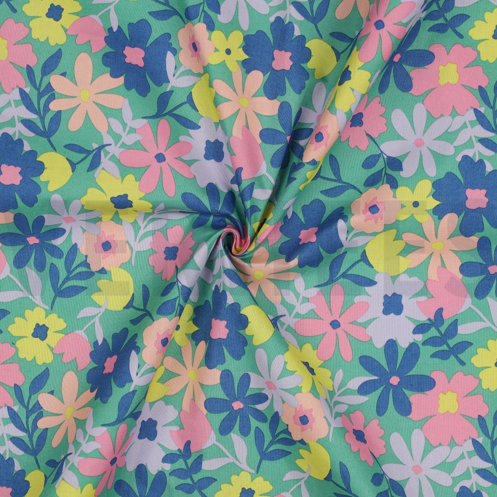 COTON ENDUIT FLEURS VERT #7