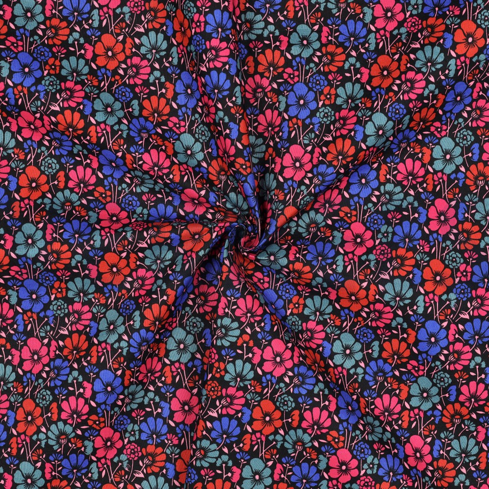 COATED KATOEN BLOEMEN ZWART #7