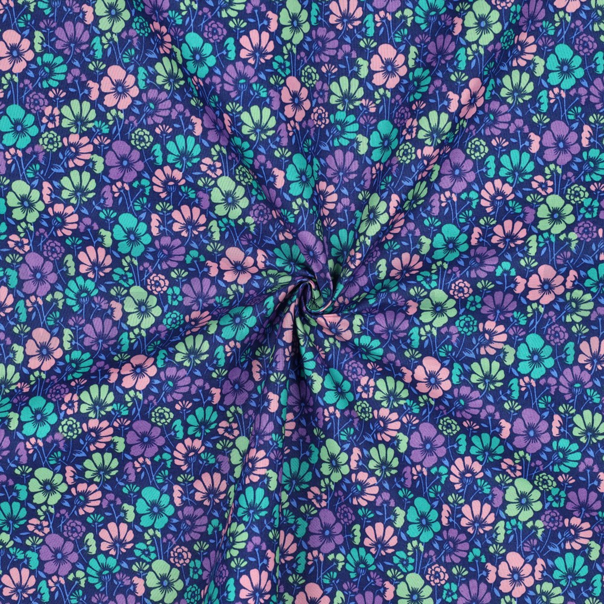 COTON ENDUIT FLEURS BLEU COBALT (high resolution) #3