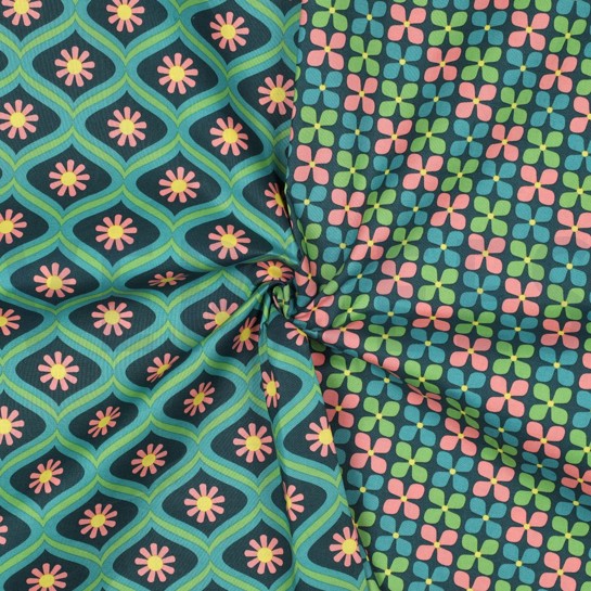COTON ENDUIT FLEURS VERT #7