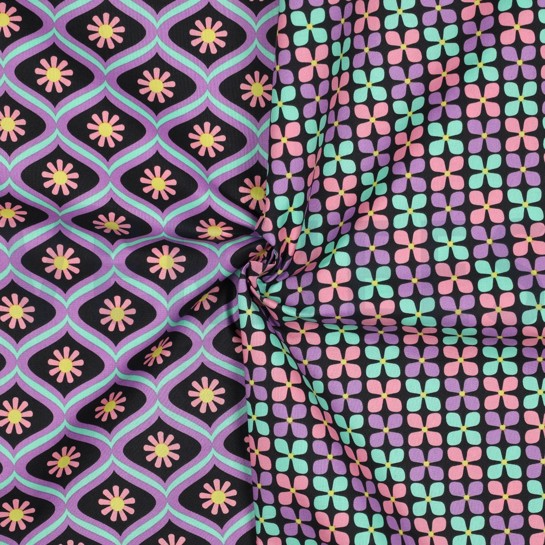 COTON ENDUIT FLEURS NOIR #7