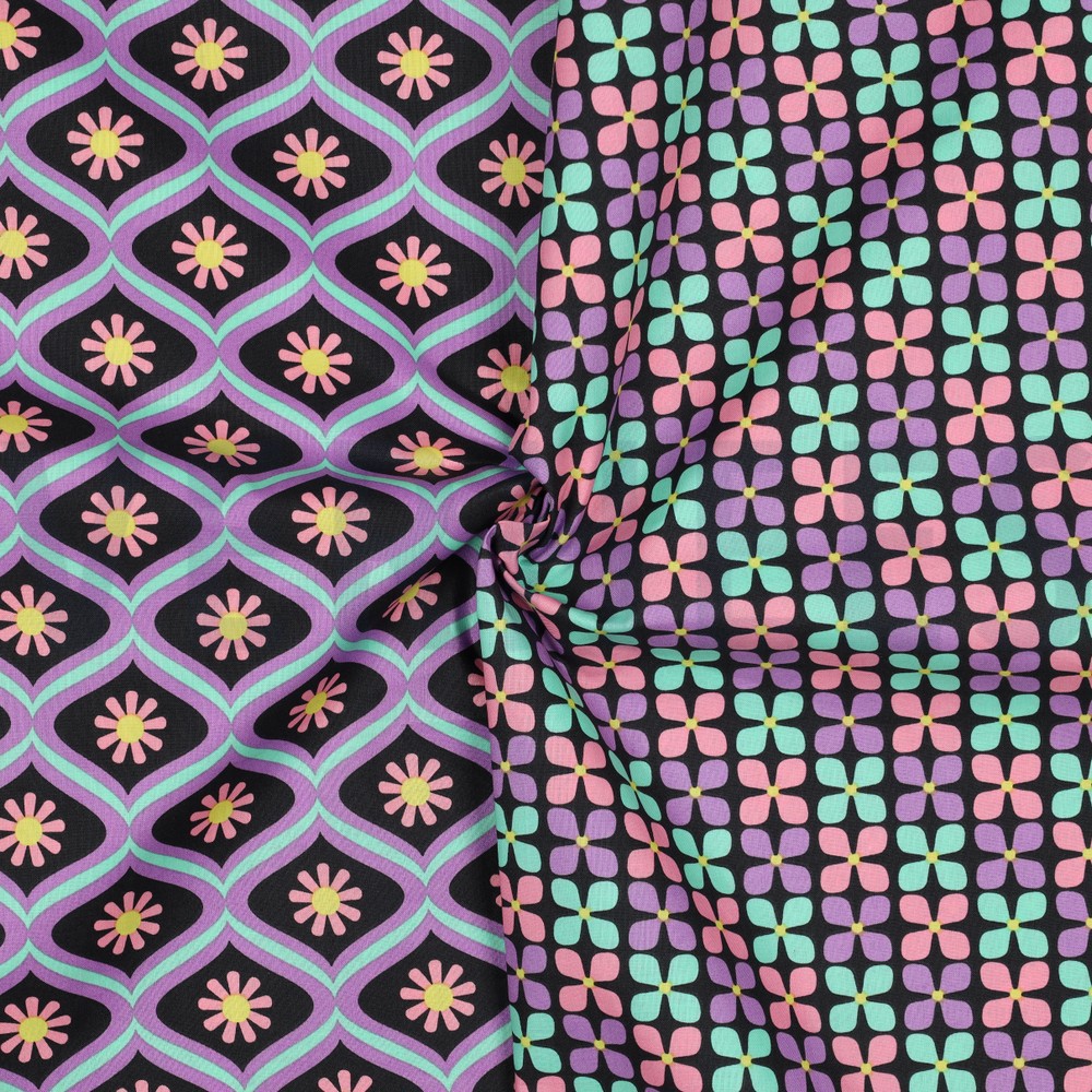 COATED KATOEN BLOEMEN ZWART #7