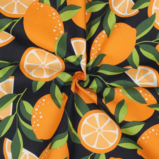 BESCHICHTETE BAUMWOLLE ZITRONEN MARINEBLAU #7