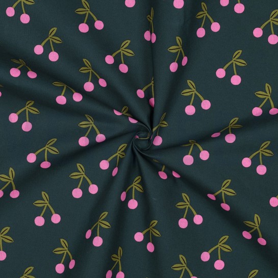 BESCHICHTETE BAUMWOLLE KIRSCHEN DUNKELGRÜN #7