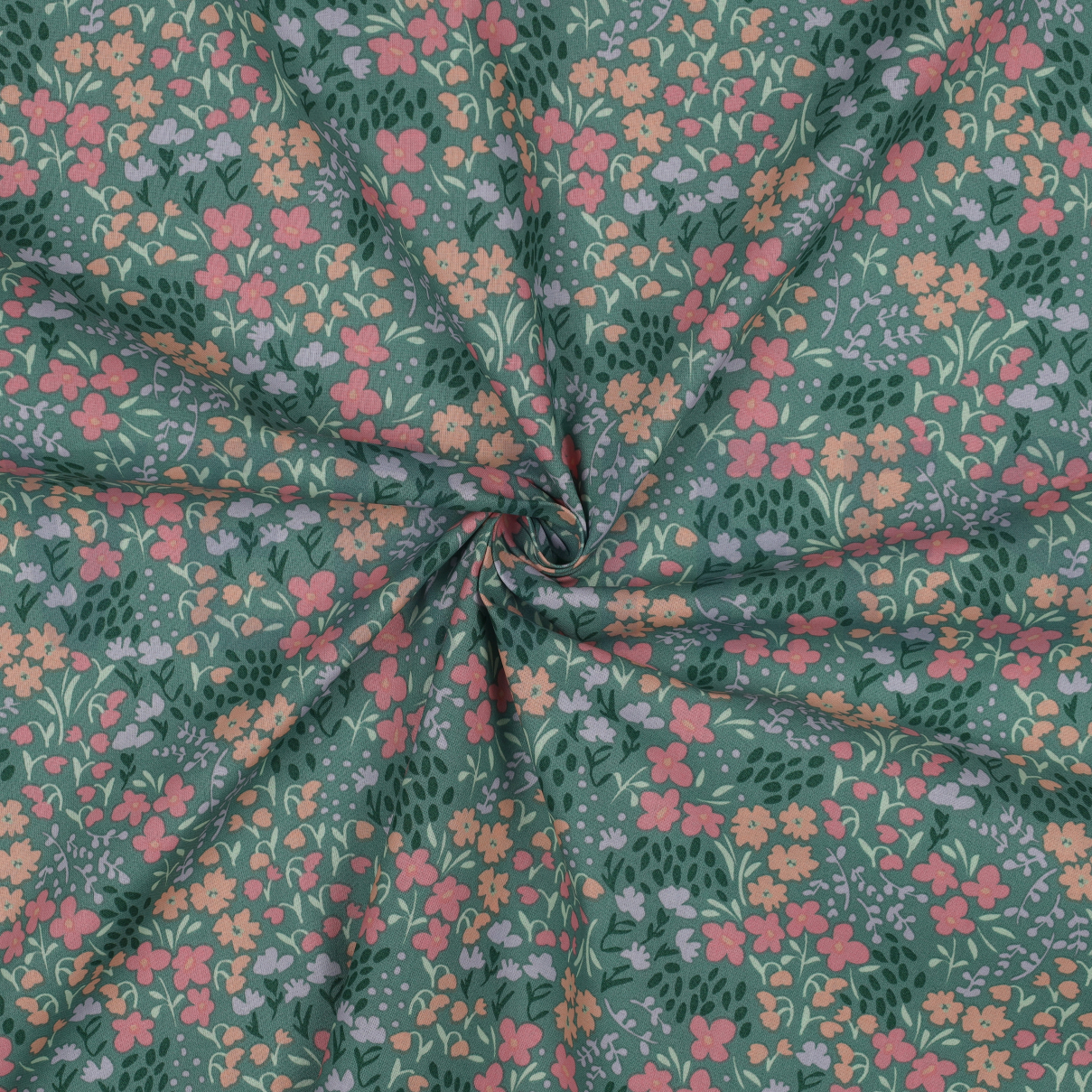 COATED KATOEN BLOEMEN GROEN #7