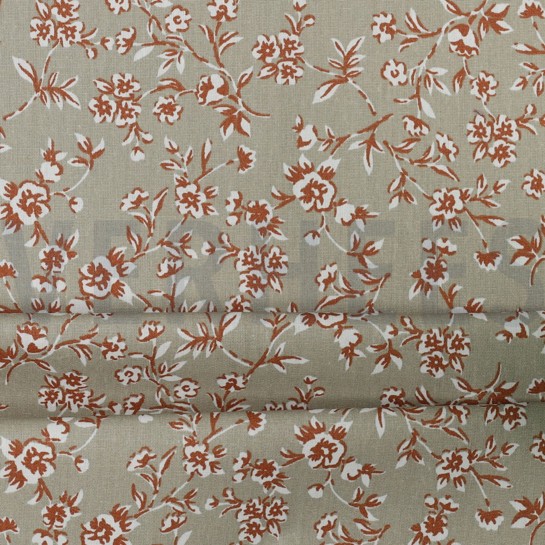 COATED KATOEN KLEINE BLOEMEN BEIGE #7