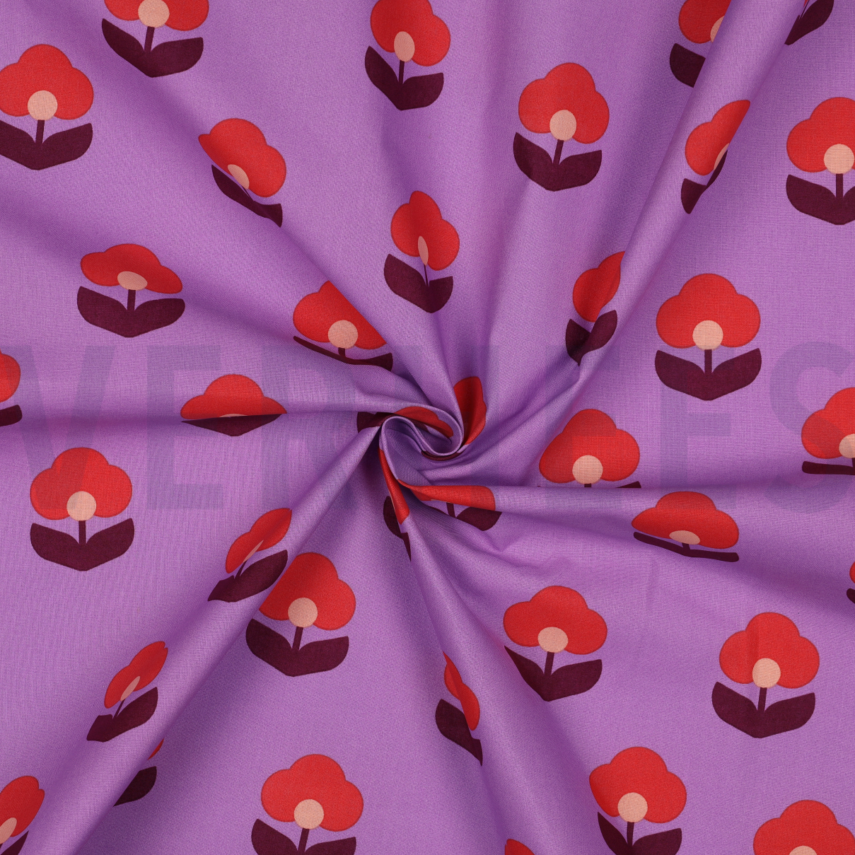 COATED COTTON RETRO FLOWERS LAVENDER #7