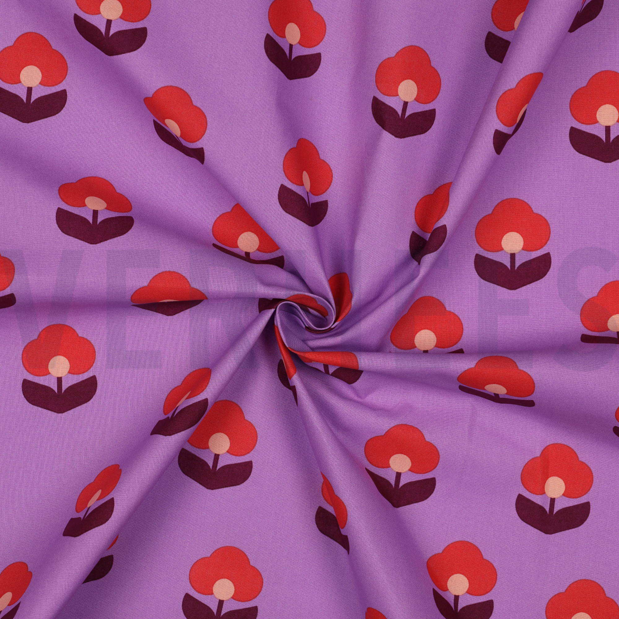 COTON ENDUIT FLEURS RÉTRO LAVANDE (high resolution) #3