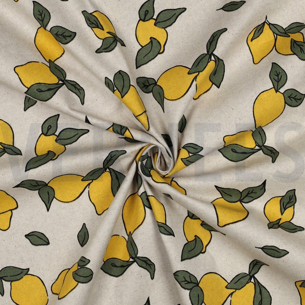 TOILE DÉCORATION ENDUIT LIN LOOK CITRONS NATUREL #7