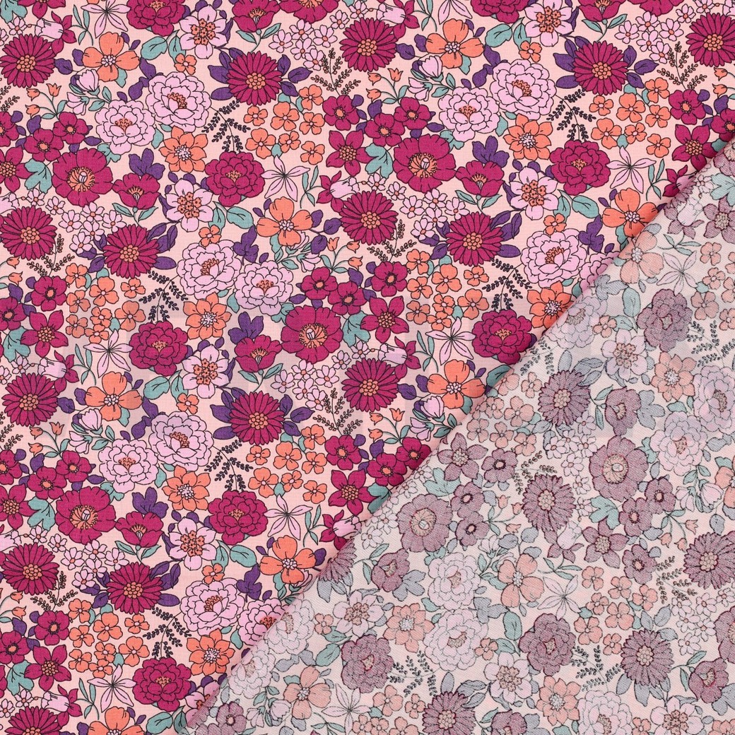 FINE POPLIN FLOWERS FUCHSIA #7
