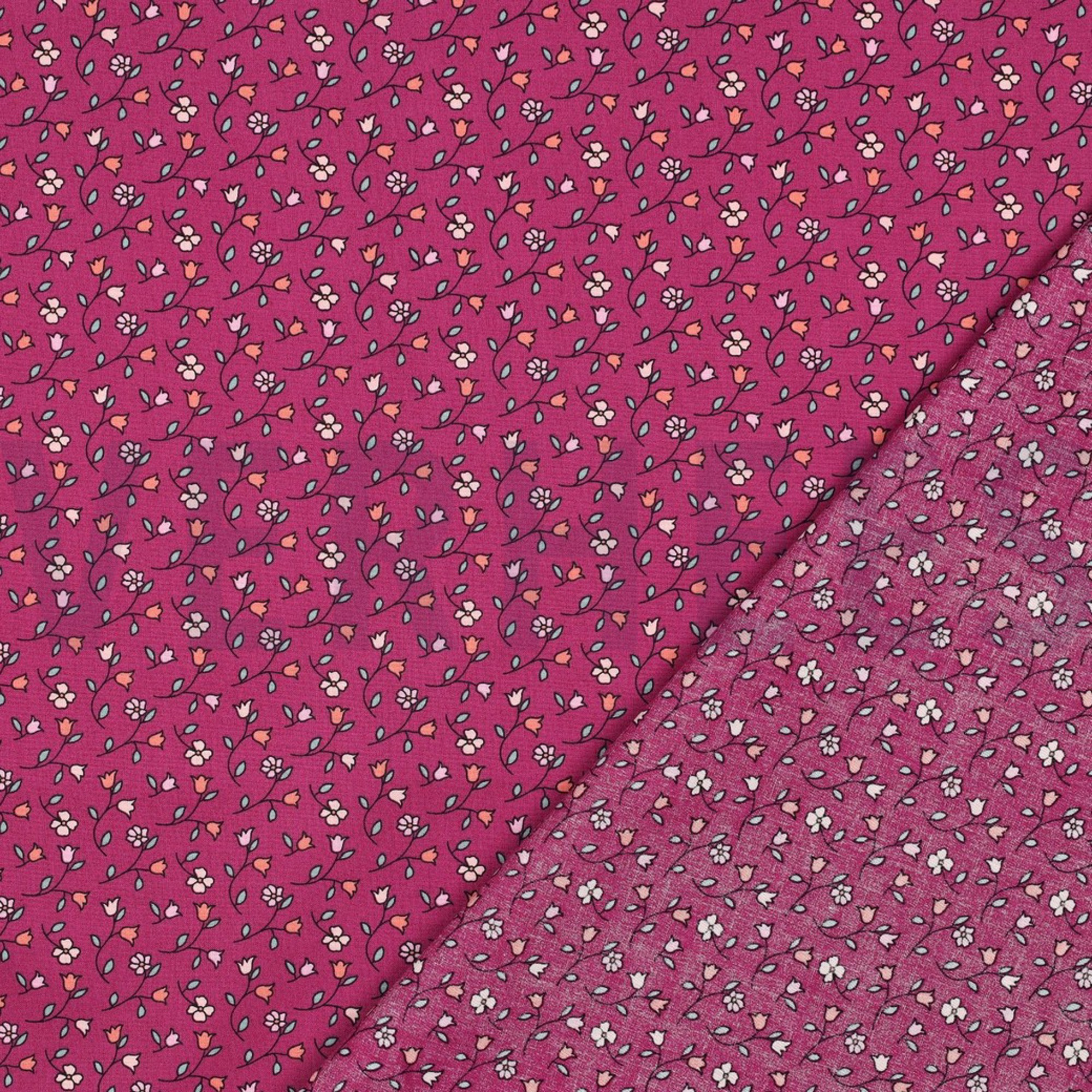 FEIN GEWEBTE BAUMWOLLPOPELINE BLUMEN FUCHSIA (high resolution) #4