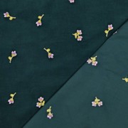 FEINCORD STICKEREI BLUMEN DUNKELGRÜN (thumbnail) #4