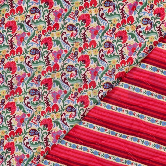 BAUMWOLLE VOILE GESTEPPT DIGITAL BLUMEN GEBROCHEN WEISS #7