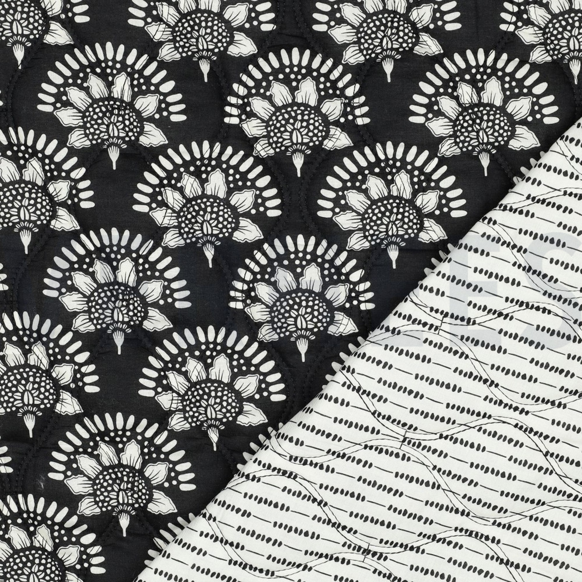 BAUMWOLLE VOILE GESTEPPT BLUMEN SCHWARZ (high resolution) #4