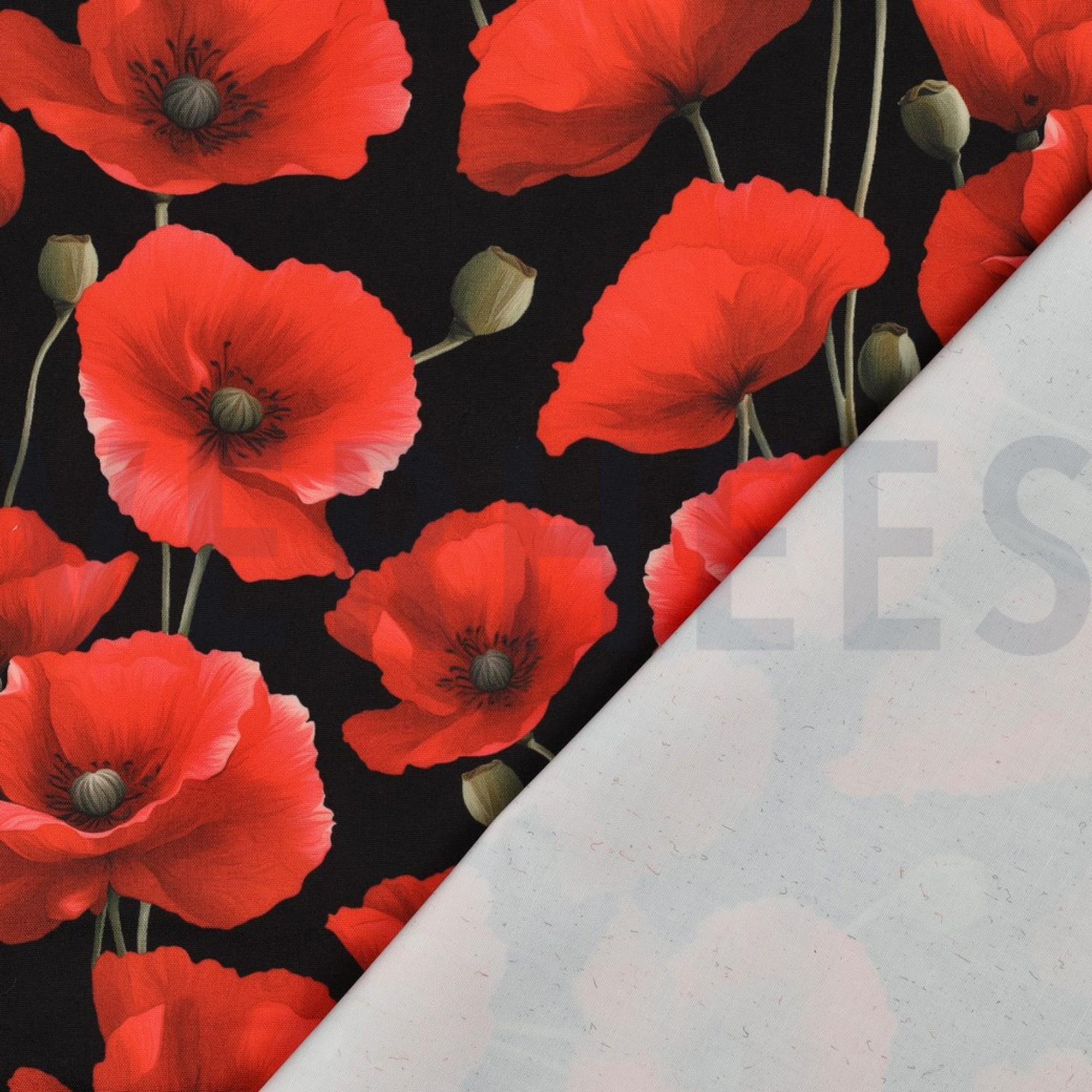 TABLECLOTH DIGITAL WATER REPELLENT POPPIES BLACK (high resolution) #4