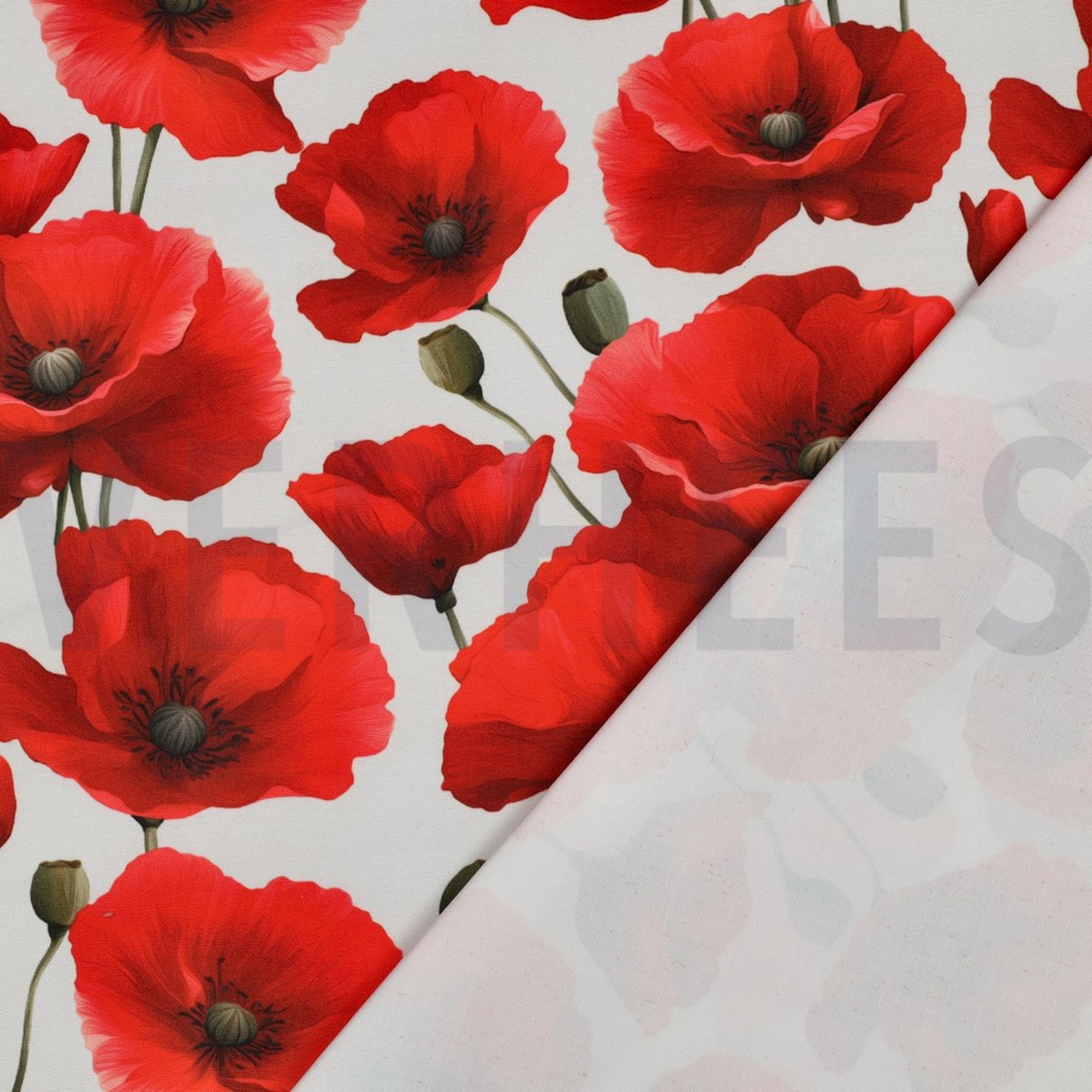 TABLECLOTH DIGITAL WATER REPELLENT POPPIES OFF WHITE (high resolution) #4