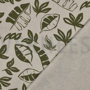 TOILE DÉCORATION LIN LOOK FEUILLES VERT ARMÉE (thumbnail) #4