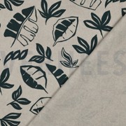 TOILE DÉCORATION LIN LOOK FEUILLES PÉTROLE FONCÉ (thumbnail) #4