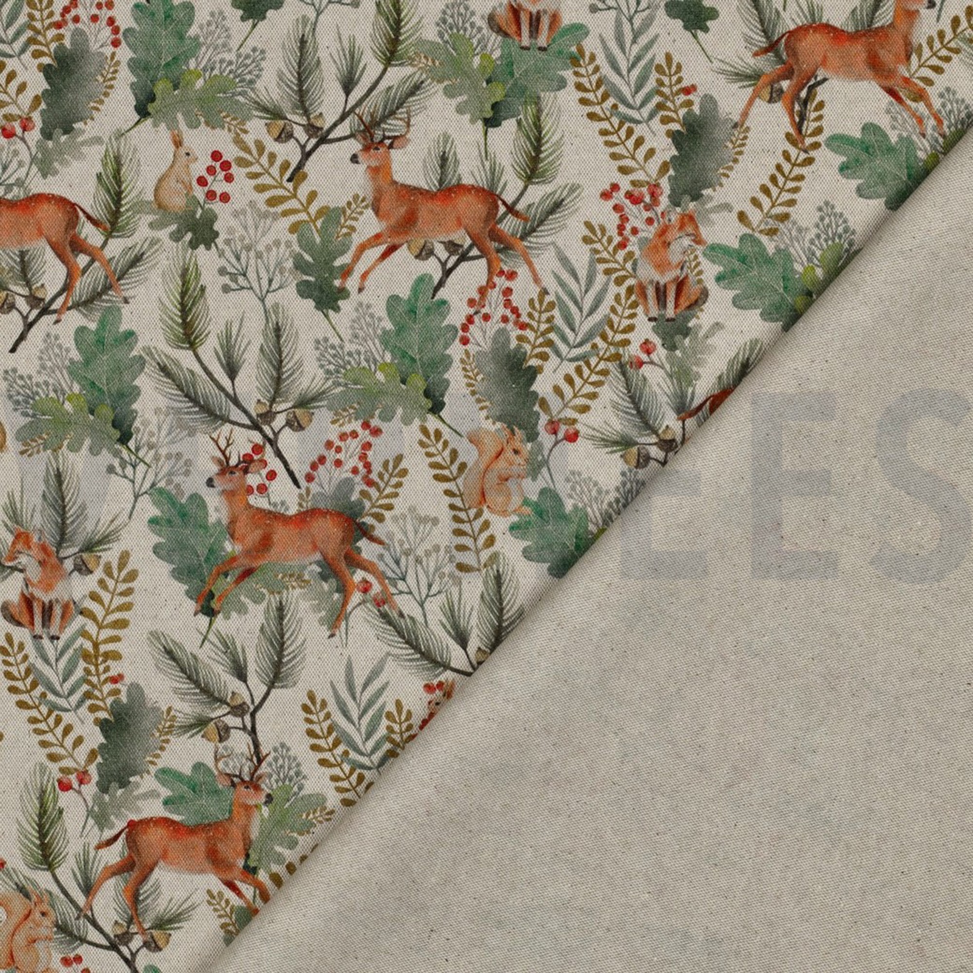 TOILE DÉCORATION LIN LOOK DIGITAAL ANIMAUX DE LA FORÊT LIN (high resolution) #4