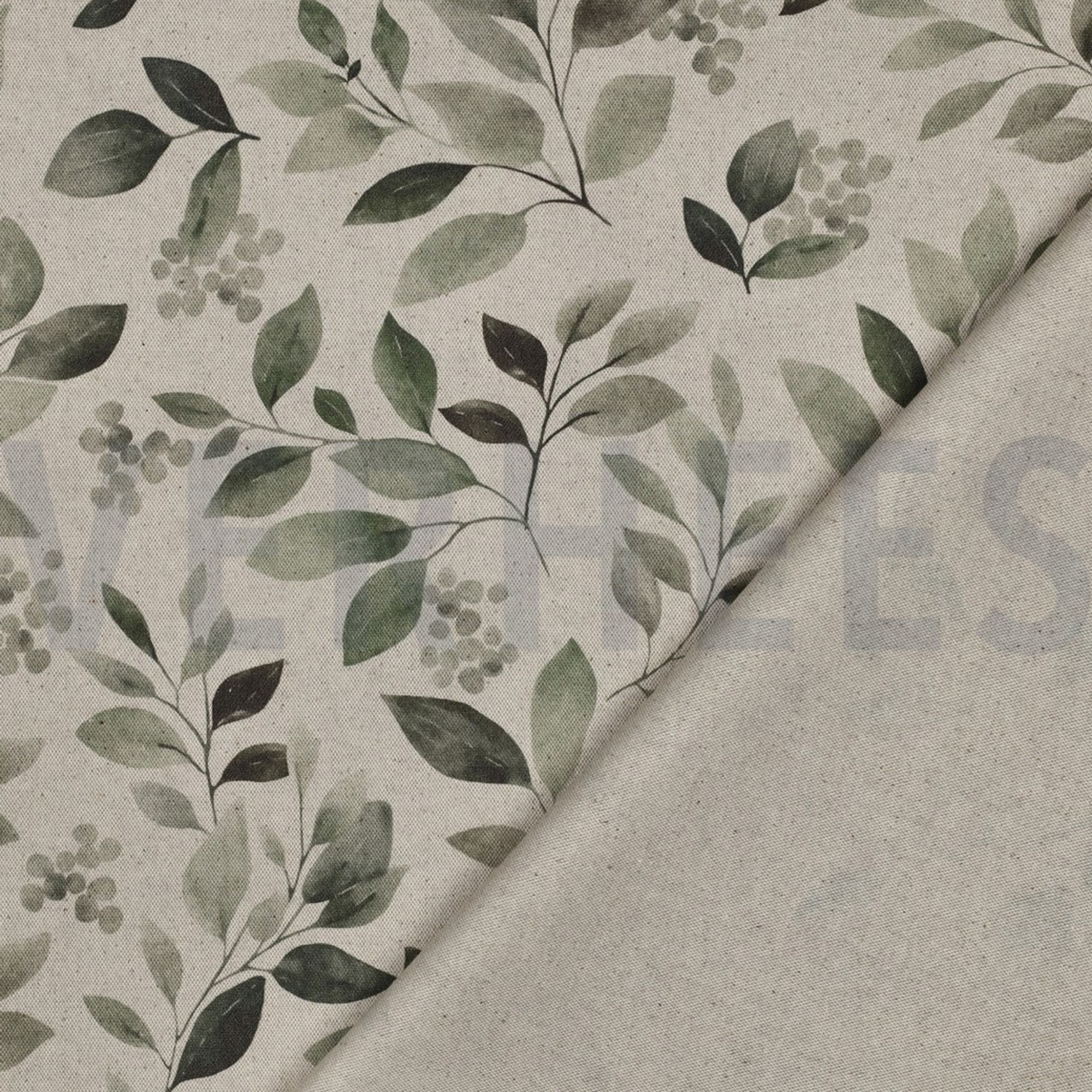 TOILE DÉCORATION LIN LOOK DIGITAL FEUILLES NATUREL (high resolution) #4