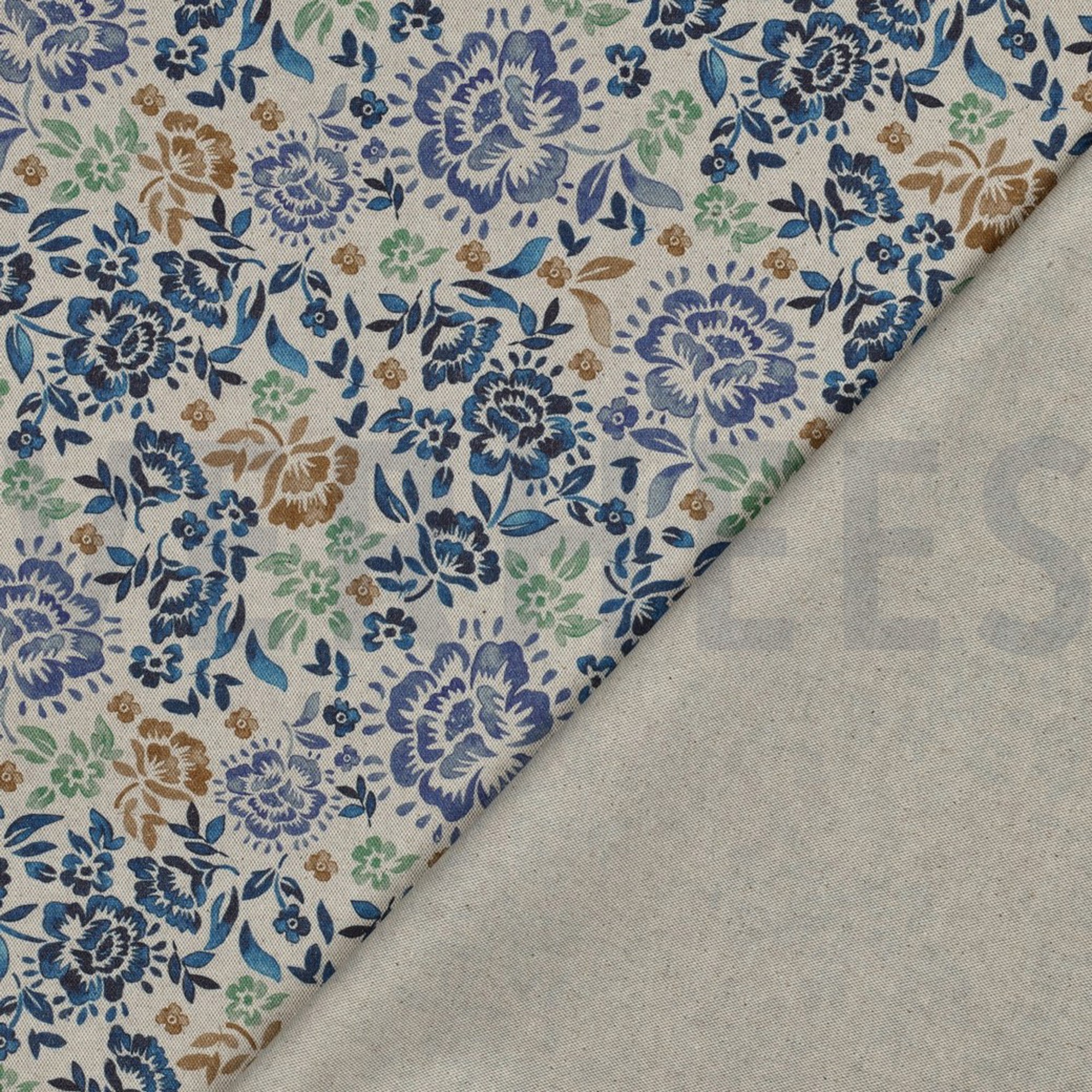 CANVAS LINEN LOOK DIGITAL FLOWERS BLUE (high resolution) #4