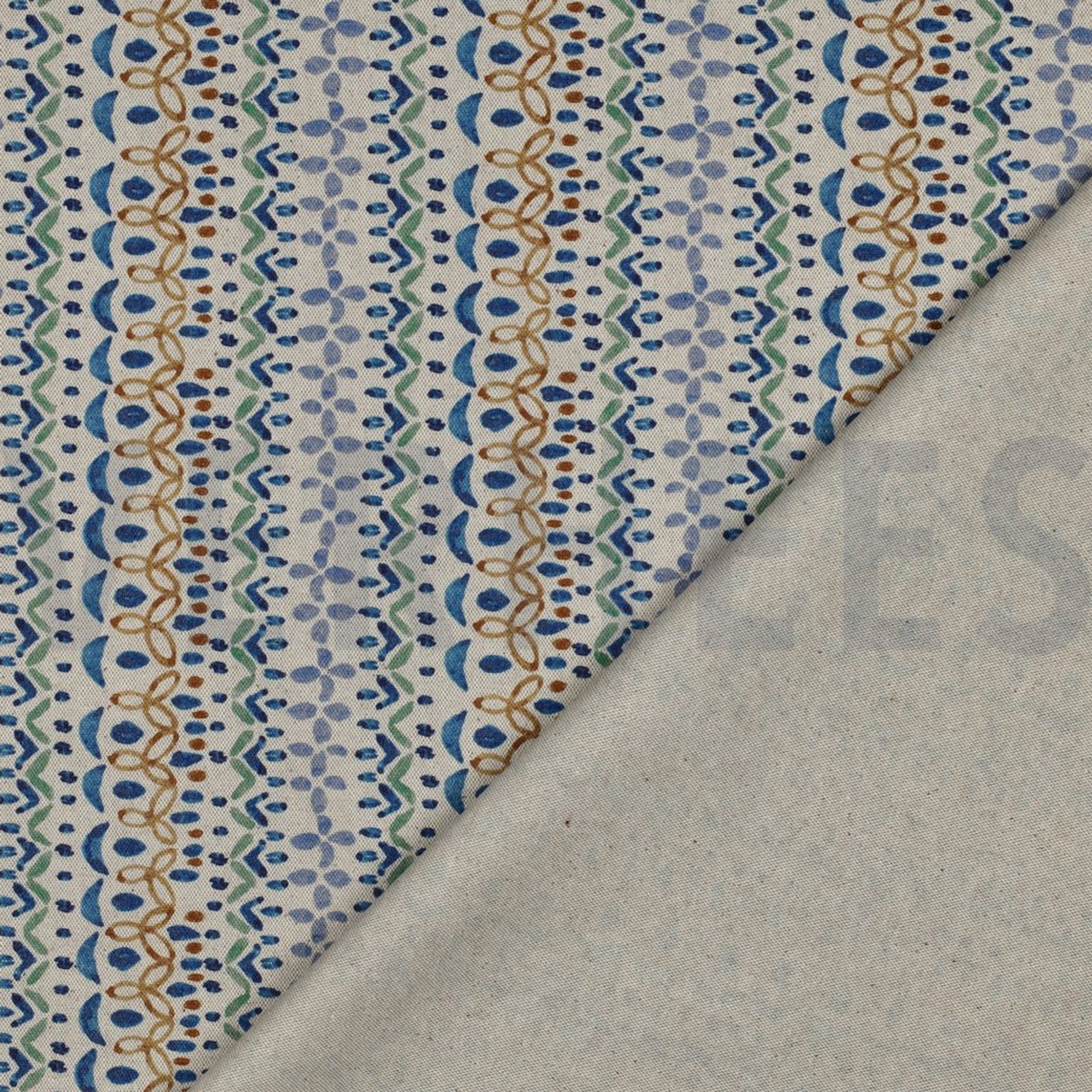 CANVAS LINEN LOOK DIGITAL FLOWERS BLUE (high resolution) #4