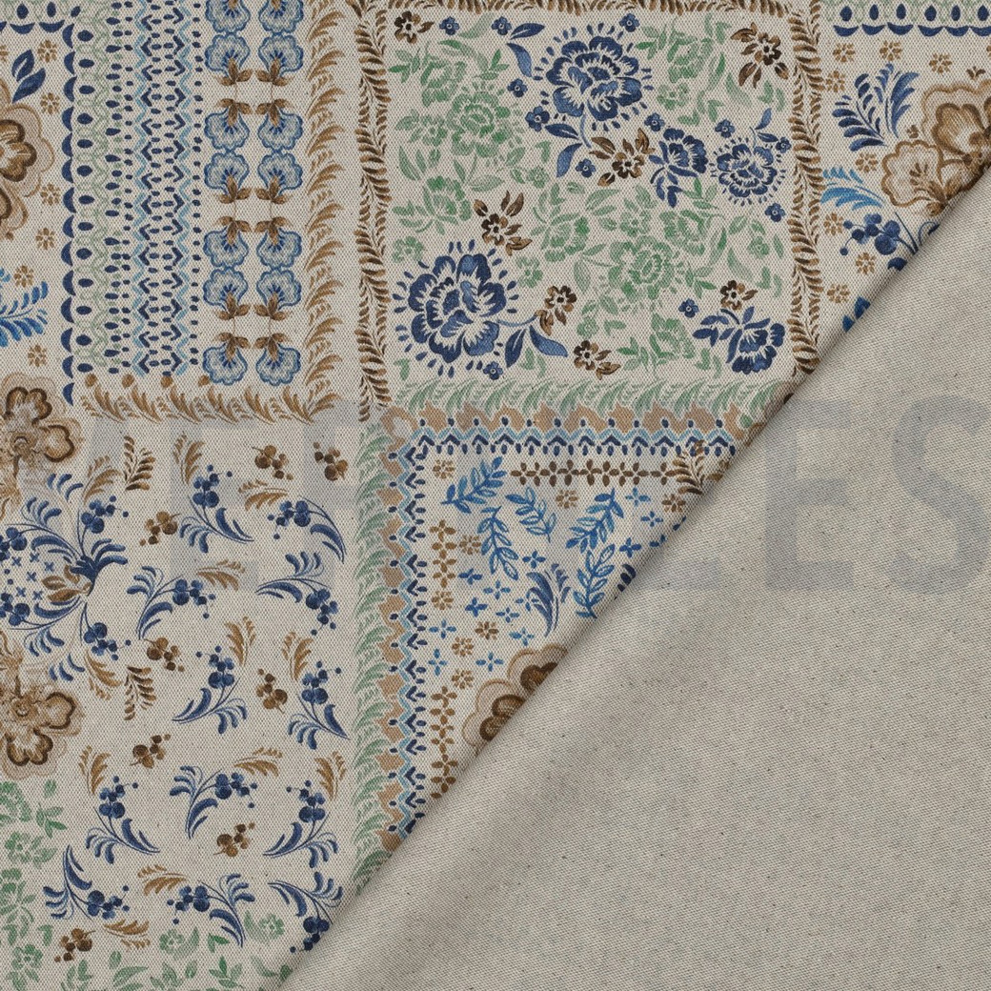 CANVAS LINEN LOOK DIGITAL FLOWERS BLUE (high resolution) #4