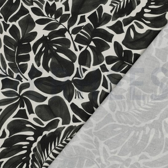 TOILE DÉCORATION DIGITAL FEUILLES GRIS #7