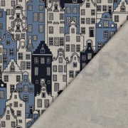 TOILE DÉCORATION LIN LOOK MAISONS BLUE (thumbnail) #4