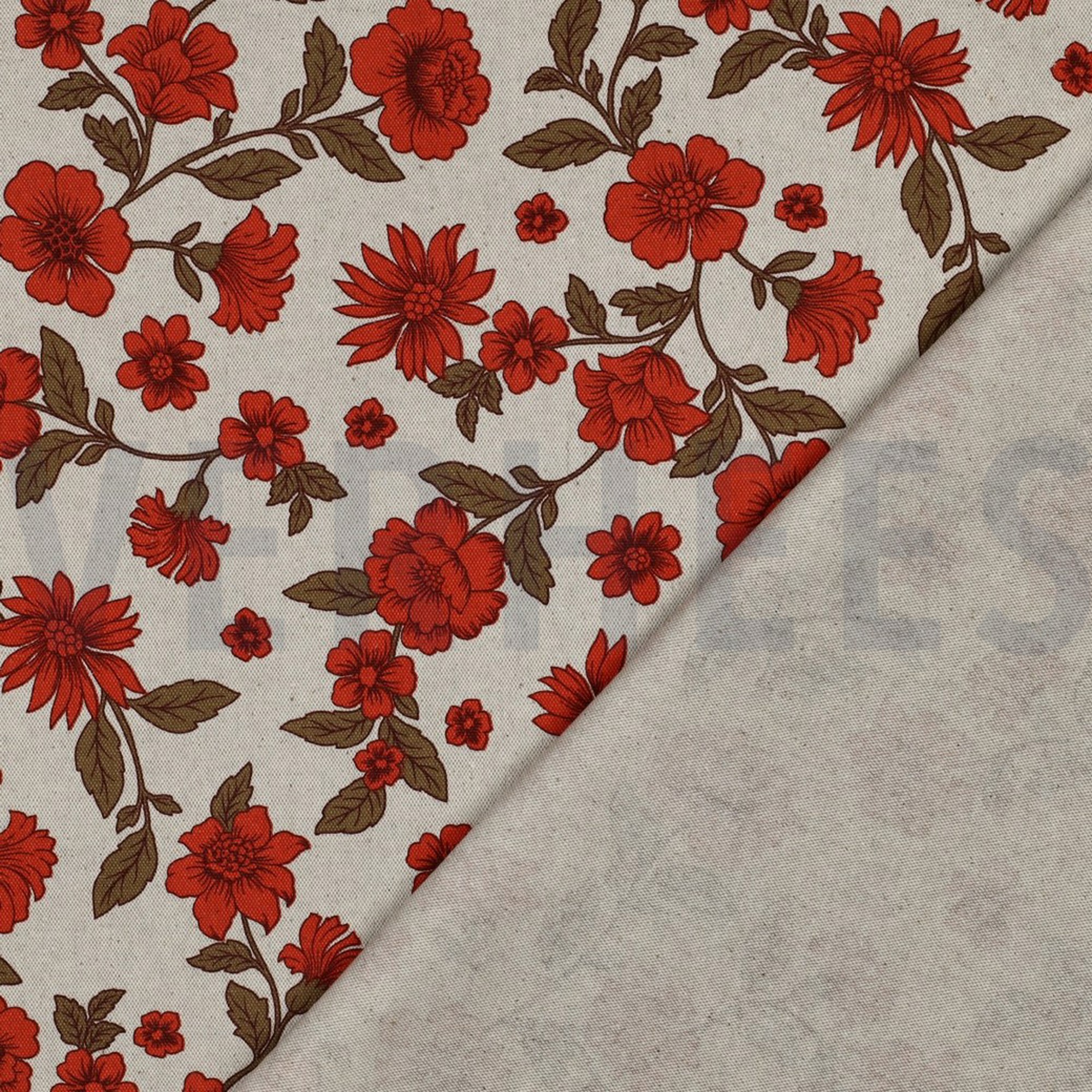 CANVAS LEINENOPTIK BLUMEN ROT (high resolution) #4