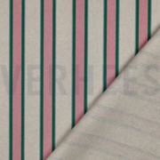 TOILE DÉCORATION LIN LOOK RAYURES ROSE (thumbnail) #4