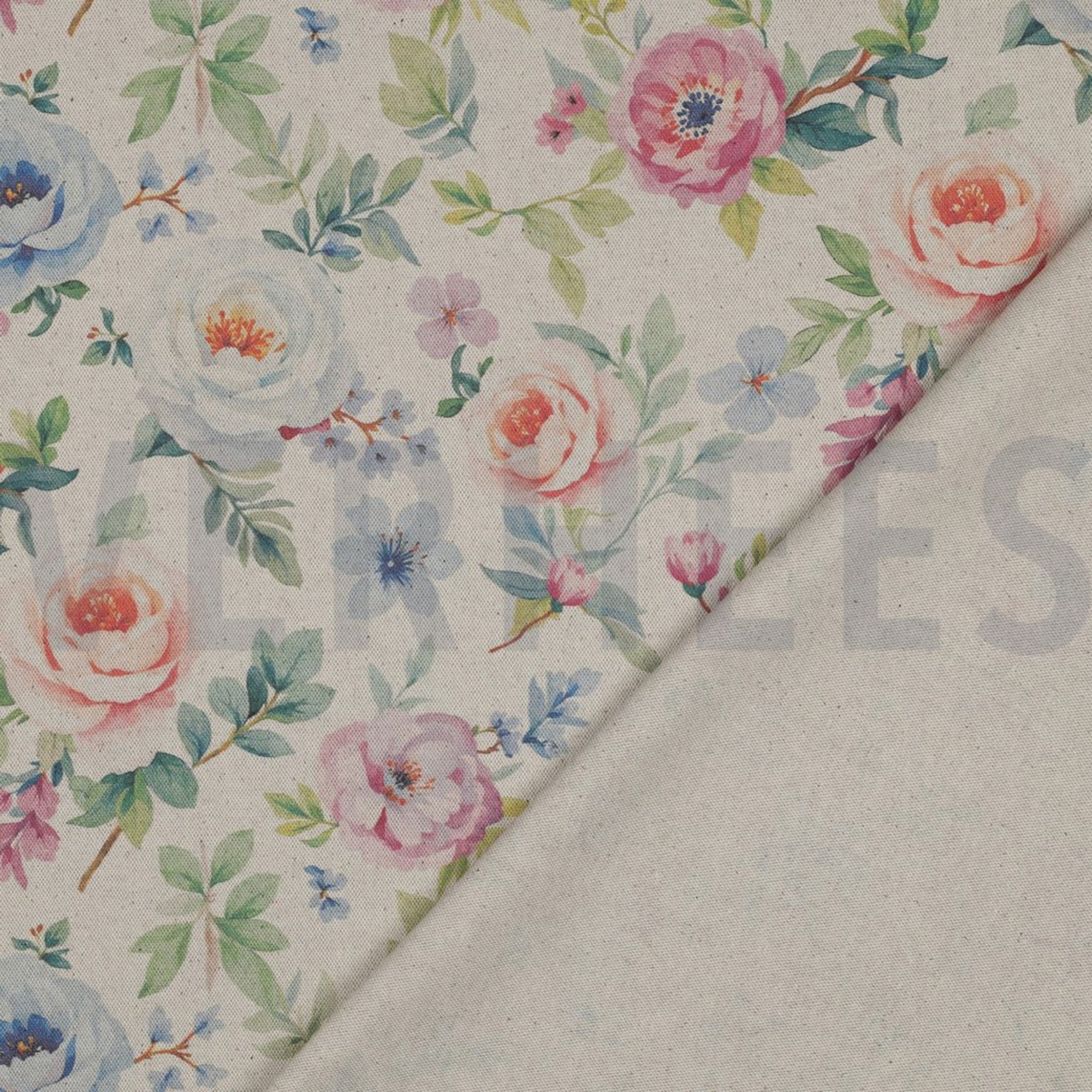 TOILE DÉCORATION LIN LOOK DIGITAL FLEURS NATUREL (high resolution) #4