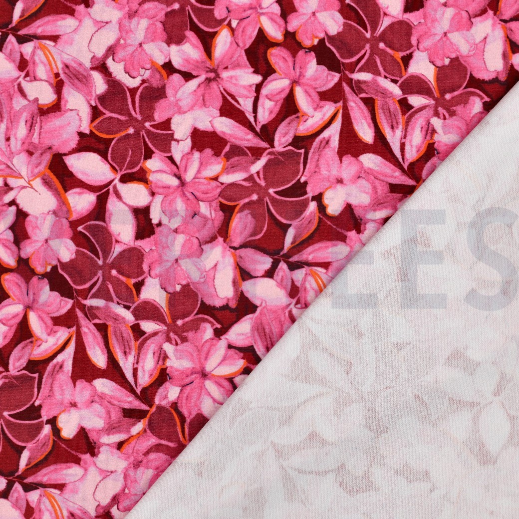 FRENCH TERRY DIGITAL BLUMEN ROT #7
