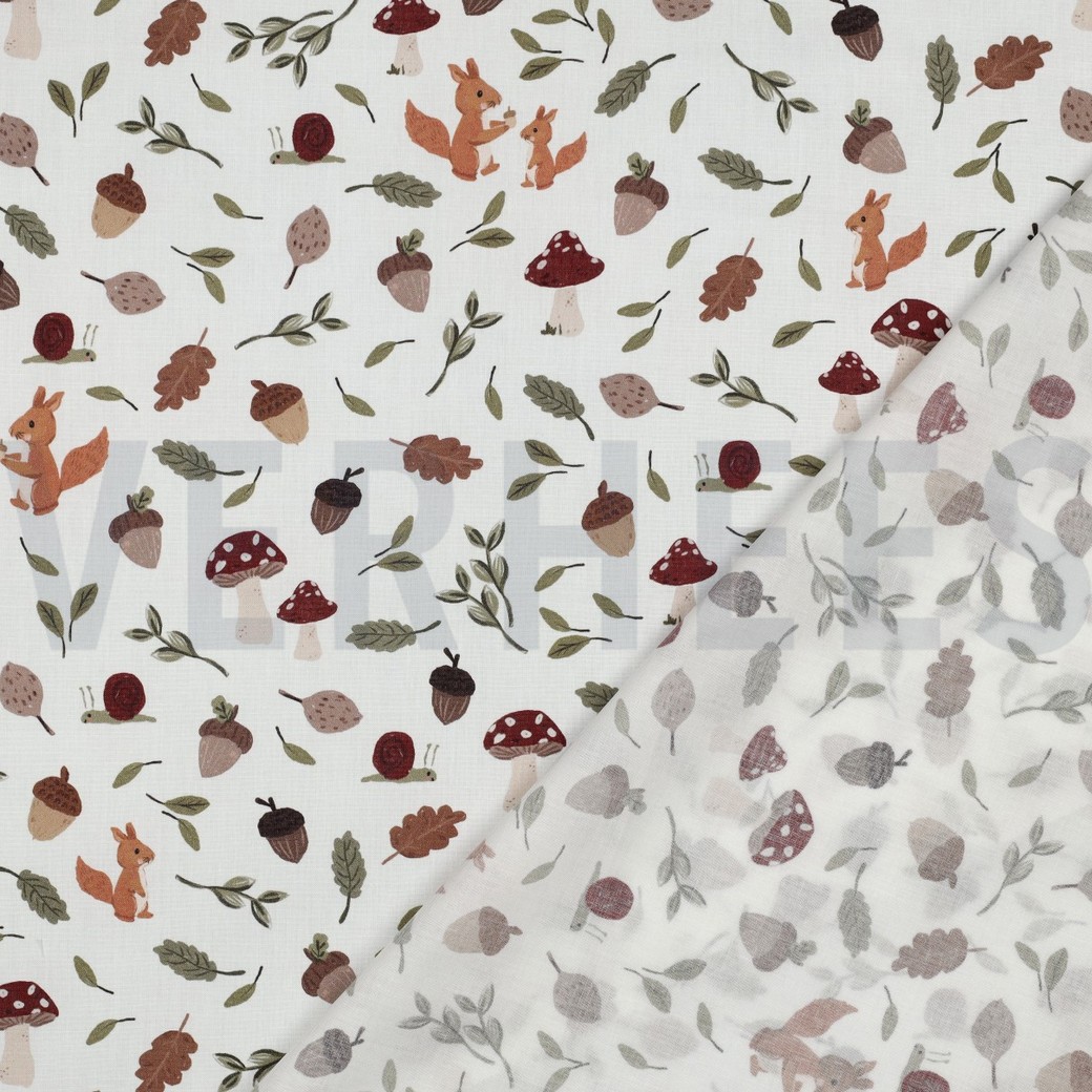 FEIN GEWEBTE BAUMWOLLPOPELINE DIGITAL HERBST WEISS #7